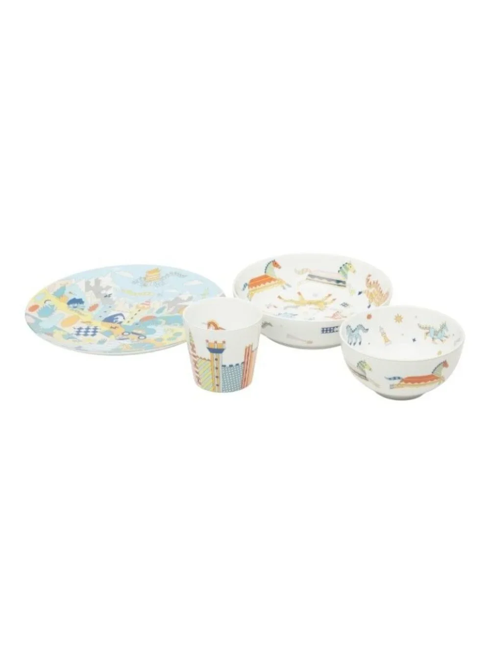 Hermes Epope Tableware Plate Set of 4 Multicolor Ceramic